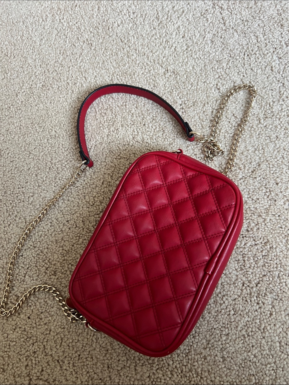 H&M Quilted Red Crossbody Bag with Gold Chain